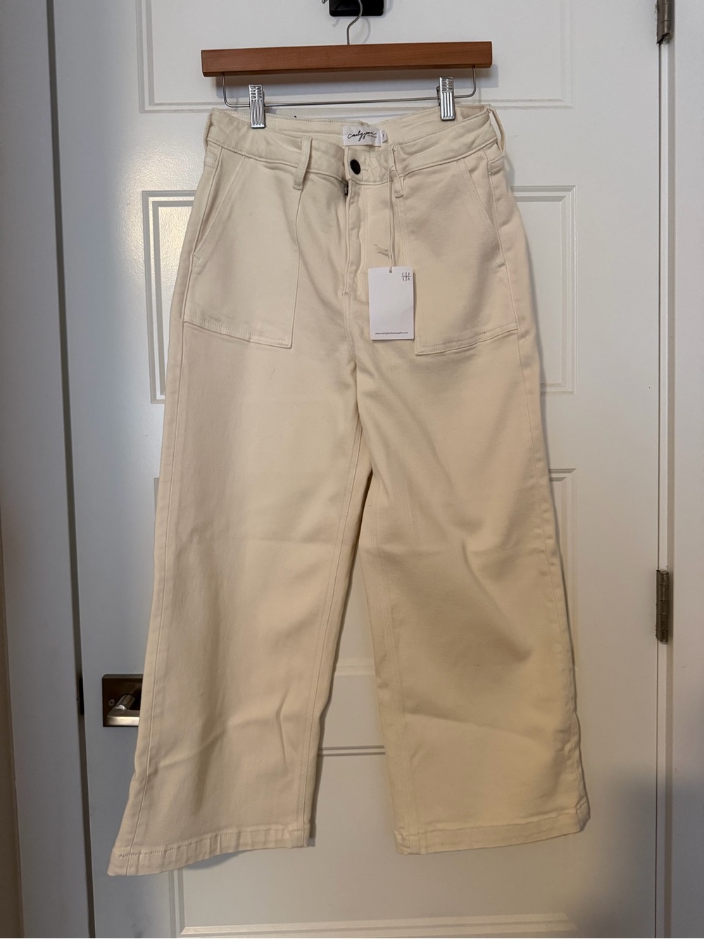 Carly Jean Los Angeles Wide-Leg Jeans in Cream